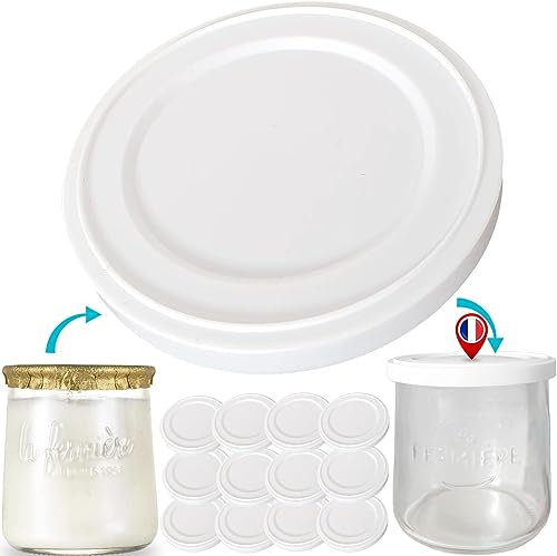 SPECIAL-DAY 15 couvercles d63 - Pots à Yaourt Compatible la fermière avec Les bocaux en Verre du Commerce| bouchon yaourt Alimentaire fabriqué sans BPA | Capsule fabriqué en France (D63, 15, unité)