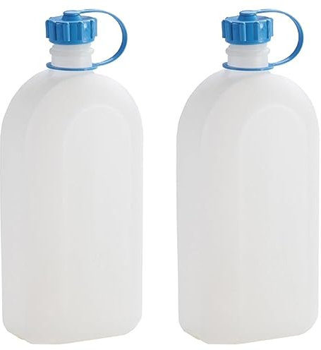 hünersdorff Kunststoffflasche/Trinkflasche/Vorratsflasche mit dichtem Schraubdeckel, Chemie- und Lebensmittelbeständig, 2 Liter, Made in Germany,Natur (Packung mit 2)