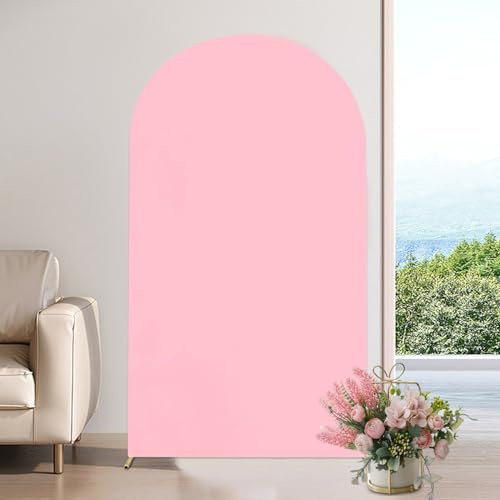 Bogen Hintergrund Abdeckung, Hochzeitsbogen-Abdeckung, Arch Stand Covers Elegant Für Geburtstagsfeier Zeremonie Bankette Dekoration Hochzeits Hintergrundabdeckung (6.6ft/ 200 x 100CM, Rosa)