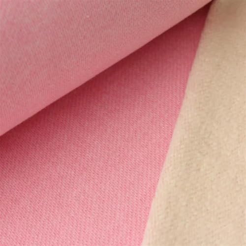 Wintersweat Meterware mit Lammfell - Teddy Sweatshirt Stoff - Baumwoll Sweat Uni - weicher Stoff für Pullover, melierter Doubleface *Ab 50cm, Farbe: 011 rosa