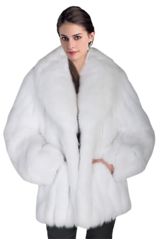 Hcclijo Vestes D'hiver Pour Femmes Faux Manteau À Revers Veste En Peluche Rayée Manteau D'extérieur Moelleux white fur coat M