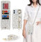 Zouzt for iPhone 12/12 Pro Case with Cord and Card Holde, Zipper Wallet Case with Crossbody Lanyard Ring Adjustable Necklace Protective Cover Women for iPhone 12/12 Pro 6.1 Inch - White Leopard
