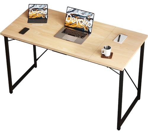 Devoko Klein Computertisch 100x50x75cm,Schreibtisch, Home Office Bürotisch, Laptop-Schreibtisch, Industrie-Design Büro Tisch, Ahorn