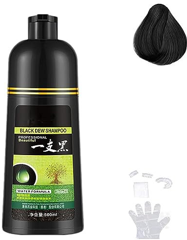 Bamideo Herbal Shampoo, 3 in 1 BlackHair DyeShampoo, BlackBrown Shampoo,HerbalHair ColoringShampoo, InstantBlack HairShampoo Color for Gray Hair-Black in 10 Minutes,500ml (Black)