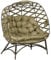Outsunny Egg Chair Outdoor, 2 Seater Folding Weave Garden Furniture Chair with Cushion, Cup Pockets for Patio Balcony - Khaki