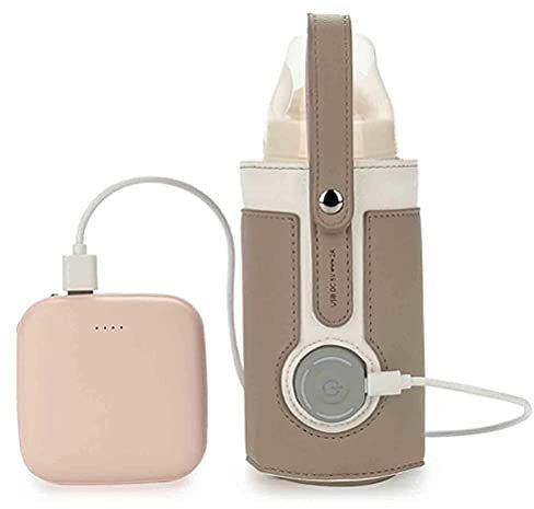 Bottle Warmer Bag, 3 Temperature Adjustable Portable Baby Milk Bottle Warmer with Data Cable for Home and on The Go (Dark Brown)