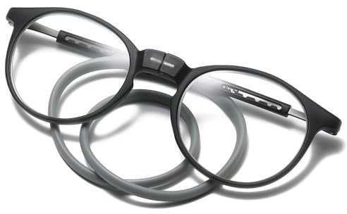 Kexinsuo-Lesebrille Anti-Blaulicht, Magnetverschluss Clip, für Damen&Herren-Faltbares, Verstellbares (grey, 2.5, x)