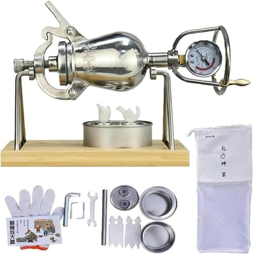 MáQuina Palomitas MaíZ Manual, MáQuina Palomitas MaíZ Tradicional China, Mini Amplificador Alimentos CañóN Manual Acero Inoxidable 304 Palomitas MaíZ(230ml)