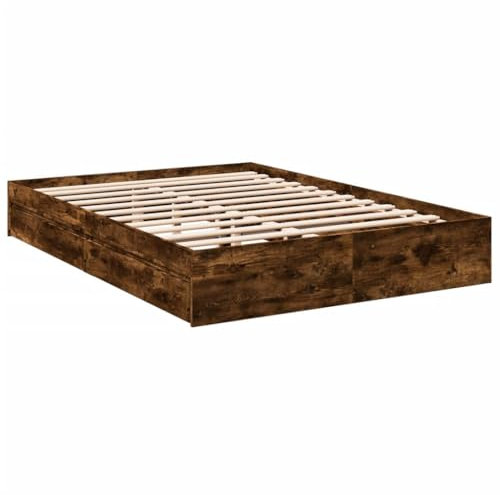 vidaXL Bettgestell, Bett mit Schubladen für Schlafzimmer, Bettrahmen mit Lattenrost, Schlafzimmerbett Doppelbett, Räuchereiche 160x200cm Holzwerkstoff