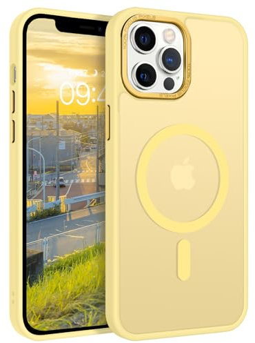 BENTOBEN for iPhone 12 Pro Max Case, Magnetic Phone Case Compatible with MagSafe, Translucent Matte Shockproof Anti-Fingerprint Phone Slim Case for iPhone 12 Pro Max 6.7 Yellow