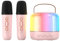 Qwyzor Karaoke Mikrofon Kinder mit 2 Mikrofonen,Mini Karaoke Maschine Kinder mit LED Bunte Stimmungslicht & 5 Sprachwechsler Effekte (Farbe)