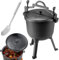 KADAX Jagdkessel, Gusseisen Kochtopf mit Füßen, Schmortopf aus Gusseisen, Dutch Oven für Garten, Lagerfeuer, Camping, BBQ, Feuertopf mit Deckel (7 L mit Löffel)
