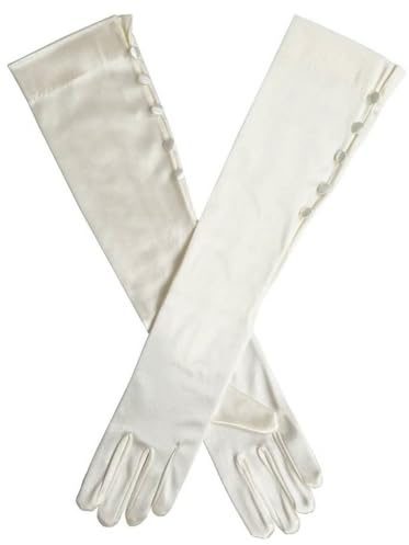 Dents Womens Daphne Long Below Elbow Satin Button Gloves - Ivory
