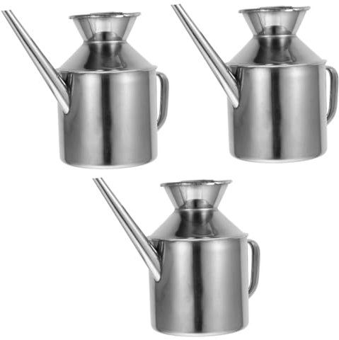 Cabilock 3St Ölkanne Fritteuse Frittiertopf mit Korb Ölausgießer Herd Soße edelstahlbehälter edelstahlflasche Öltopf Behälter für Sojasauce Ölvorratsbehälter für die Küche Rostfreier Stahl