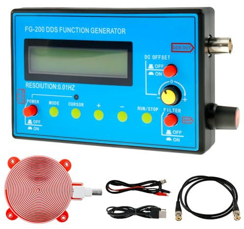 Generatore di funzioni FG-200 DDS 1-500 kHz USB, ultra precisione, stabilità, 140 x 80 x 26 mm, generatore di frequenza con generatore di onde Schumann