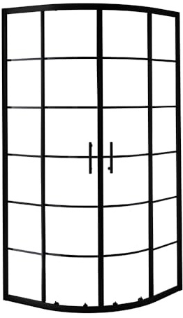 MILANO Black Grid Reversible Quadrant Shower Enclosure 800 x 800mm | Toughened Glass Panels. Aluminium Profile. Contemporary Style. Framed Design. Corner Installation.