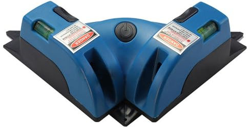 Right Angle 90 Degree Laser Level with Dual Line Alignment, Red Horizontal Vertical Laser Level Square Level with Two Suction Cups for Tiling Woodworking Shelves (Blue)