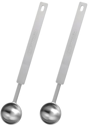 Oruola 2 Pcs Tablespoon Measuring Spoon,Long Handle Measuring Spoons, 18 CM Stainless Steel Teaspoons Measuring Spoon for Accurate Measure Liquid Dry Ingredients Ground Coffee,Cooking & Baking, 5ML
