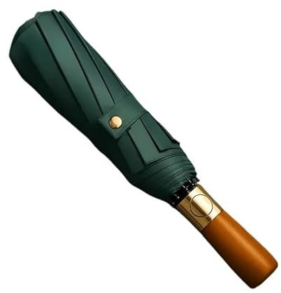 BoBoBn Premium-Business-Regenschirm – Großformat, windabweisend, mit 10 verstärkten Streben und einem Holzgriff, automatisches Öffnen, schwarzer Vinyl-Sonnenschirm.(Green)