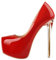 Meinabsatz Damen Stiletto Pumps Klassische Plateau High Heels Slip on Absatzschuhe Eleganter Abendeschuh Lackoptik Rot 42 EU