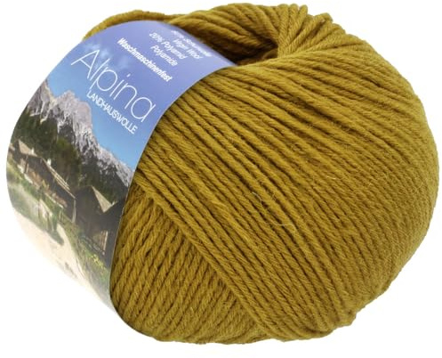 LANA GROSSA Alpina | Landhauswolle und Trachtengarn, waschmaschinenfest | Handstrickgarn aus 80% Schurwolle & 20% Polyamid | 100g Wolle zum Stricken & Häkeln | 210m Garn FB 78