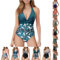 Maillot De Bain Femme Une pièce Sexy Col V Ventre Plat Maillot De Bain Bretelles Bandoulière réglable Devant Vetement De Plage Contrôle du Ventre Rembourré S-XXL #