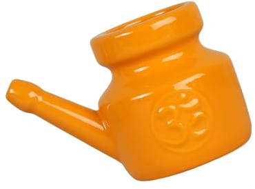 Zymoplas Effective Ceramic Neti Pot for Easy Sinus Rinse Leakproof, Orange, 5.51 Inchx3.94 Inchx4.13 Inch