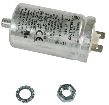 Distri+ - Condensateur de sèche-linge multi-modèles d'origine 7uF - Compatible avec Ariston, Creda, Crusader, Hotpoint, Indes