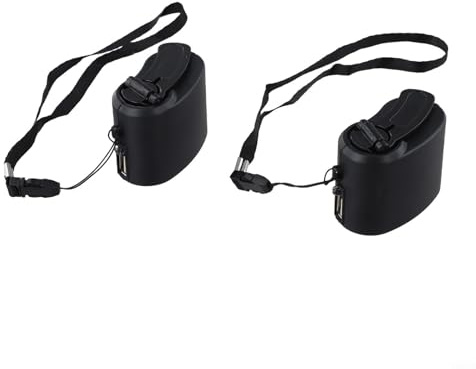 Tragbares Handkurbel-USB-Ladegerät, Generator, 2 Stück, manuelles Dynamo, mobiles Stromquellen-Ladegerät mit USB-Ausgang für Outdoor, Camping, Wandern, für die meisten digitalen Geräte (schwarz)