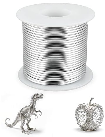 Alambre para manualidades 2 mm, 33 m – Alambre manualidades de aluminio plateado flexible, para bricolaje, esculturas DIY, creación de joyas, arreglos florales