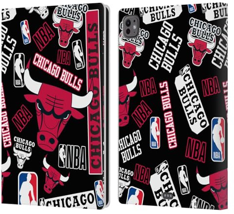 Head Case Designs Licenza Ufficiale NBA Collage di Sticker Chicago Bulls Custodia Portafoglio in Pelle Compatibile con Apple iPad PRO 11 M4/M5 2024/2025