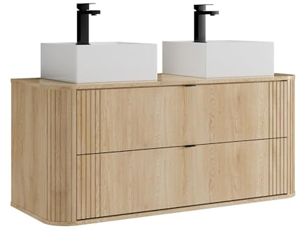 Vente-unique - Doppelwaschtisch Filor -L 120cm x B 46cm x H 57cm- MDF - naturfarben hell