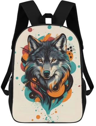 Bold Wolf Portrait Modischer, Lässiger Kinderrucksack, 3D-gedruckter Schulrucksack Für Jungen, Großer Rucksack 17inch