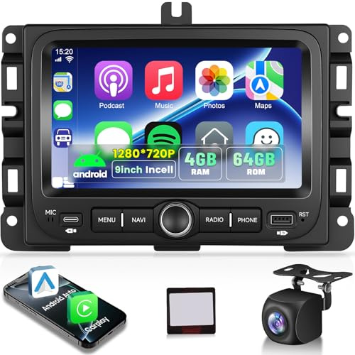 NHOPEEW 4+64G Android Radio para Coche para Jeep Renegade 2016-2020/Compass 2017-2020 con Carplay y Android Auto - Pantalla incell de 7 Pulgadas Compatible con WiFi GPS + Cámara de Marcha atrás