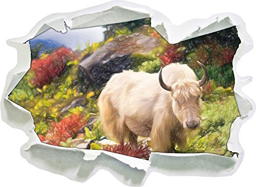 Stil.Zeit Schönes Yak Himalaya Kunst Buntstift Effekt, Papier 3D-Wandsticker Format: 62x45 cm Wanddekoration 3D-Wandaufkleber Wandtattoo