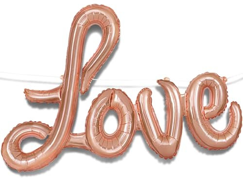 Unique Party 53687 - Kit de Bannière de Ballon Lettre Love - Couleur Or Rose Métallique