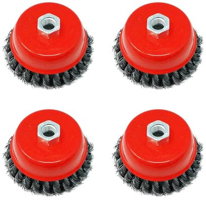 Dapetz ® Twist Knot Wire Wheel Cup Brush 4(100mm) For Rust And Paint Removal, Metal And Stone Working, Cleaning M14 for 4 1/2 115mm Angle Grinder 4 Pack