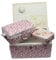Ackermann Nähkorb-Set mit Tragegriff (1x groß und 1x mittel) + 1x kleine Accessoires-Box aus Metall (mit Zubehör), Marke Nähkorb Nähschatulle Nähkästchen Nähkasten (Blumenmuster (rosa))