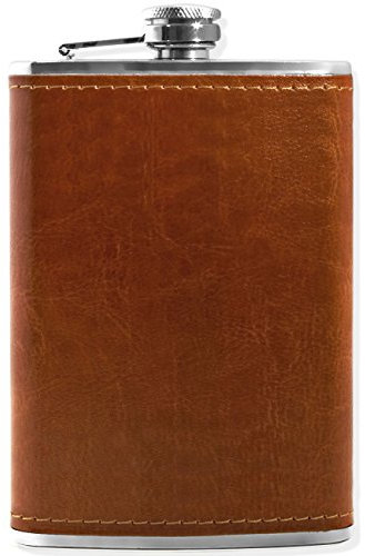 OUTDOOR SAXX Flasque en acier inoxydable - Design cuir marron - 240 ml - Avec entonnoir - Dans une boîte cadeau