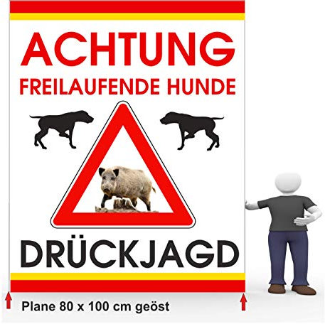 Werbebanner 80 x 100 cm Dreieck Drückjagd Sau Bild