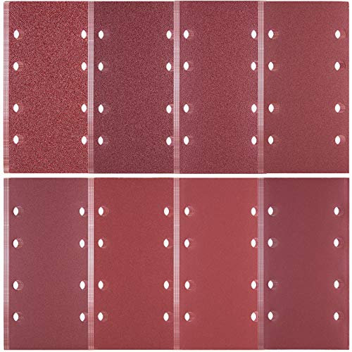 SIQUK 40 Pieces Sanding Sheets 93 x 185 mm Hook and Loop Sander Pads Assorted 40/60/ 80/120/ 180/240/ 320/400/ Grits Fit Rectangular Sander