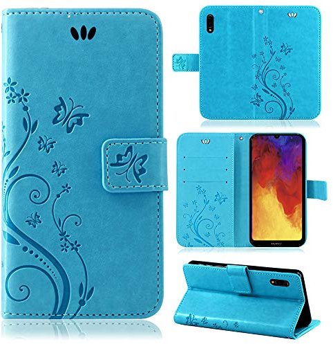 betterfon Hülle Kompatibel mit Huawei Y6 (2019) | Klapphülle Schutzhülle mit Kartenfächer Kompatibel für Y6 (2019) | Magnetverschluss Klapphülle | Blau