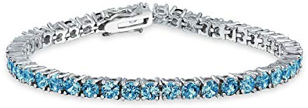Bling Jewelry 12 Ctw 4 Prong Korb Set Solitär Runde Cubic Zirconia Aaa Cz Tennis Armband Für Frauen Abschlussball Braut Versilbert Simulierten Juwel Farbe Birthstones 7.5 Inch