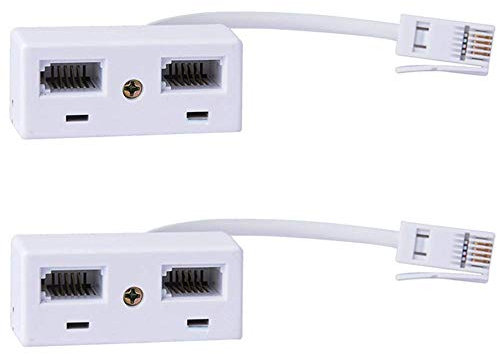 NA 2 Pack Two Way Telephone Splitter - RJ11 Converter with Male to 2 Female Adapter for Landline Telephones