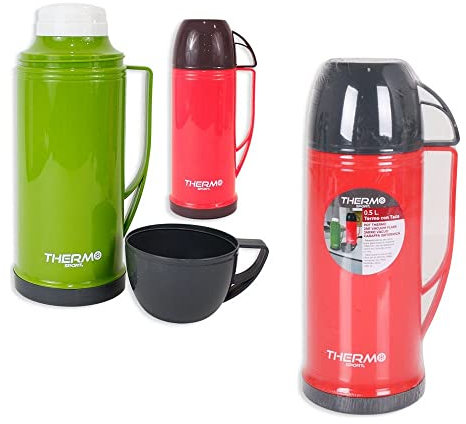 THERMOSPORT Bouteille Isotherme en Plastique avec Tasse 1 l Thermos Unisexe-Adulte, Multicolore, Taille Unique
