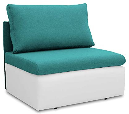 Bonni24, Toledo Lehnsessel, Sessel mit Schlaffunktion, Schlafsofa, Klappsofa, Schlafcouch, Bettsofa, vom Hersteller, Couch, Couchgarnitur, Sofagarnitur, Ideal für kleine Wohnungen (Türkis/Weiß)