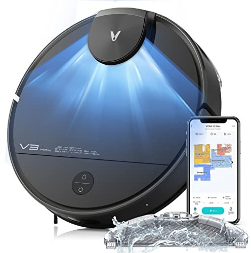 VIOMI Saugroboter mit Wischfunktion, LDS Navigation Staubsauger Roboter 2700Pa Leise, 300min Laufzeit, Teppicherkennung, Alexa/Google/MiHomeApp (V3 Max)