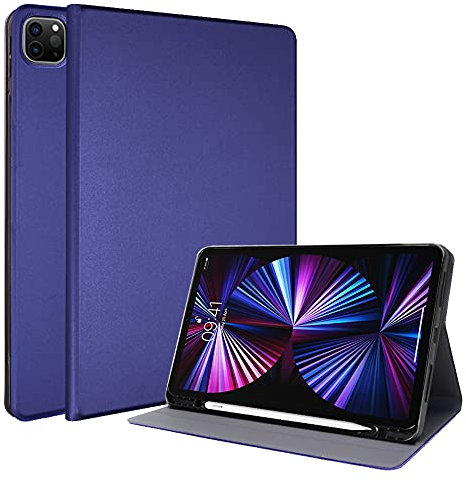 TECHGEAR iPad Air 13 2024, iPad Pro 12.9 2022/2021 Smart Case [Pencil Holder] Slim Smart Case Stand Cover with Corner Protection [Sleep/Wake] for iPad Pro 12.9 Inch 6th & 5th Generation - Blue