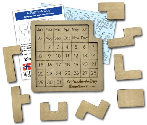 DragonFjord A-Puzzle-A-Day: Holz-Jigsaw-Puzzle mit 365+ Rätseln für jeden Tag des Jahres - Naturholz, Rustikal, für Anfänger ab 3 Jahren