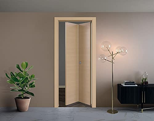 Porta interna a libro in laminato Rovere Sbiancato porta pieghevole con serratura Finitura Ottone 80X210